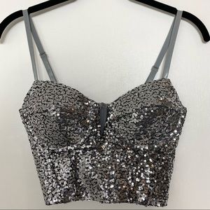 Silver Sequin Crop Top